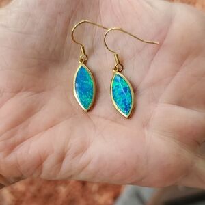 Iridescent Blue Opal Earrings